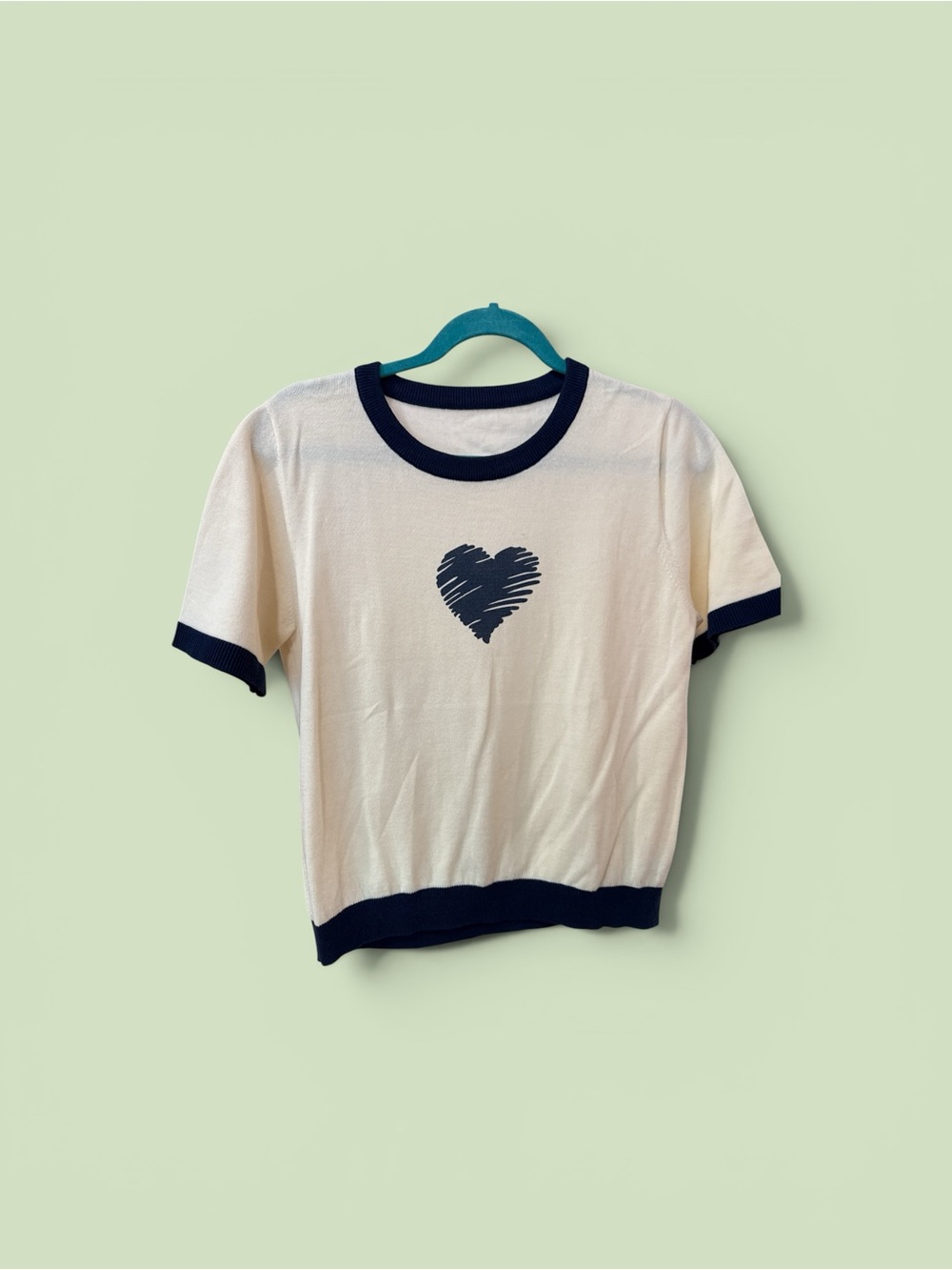 Cream and Navy Heart Ringer Tee - Kids Shirts & Tops